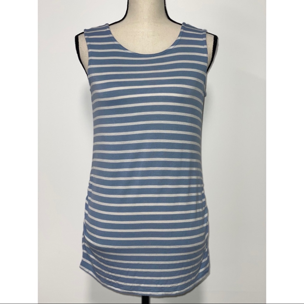 Loveappella Maternity Tank Top Blue Stripes Size S